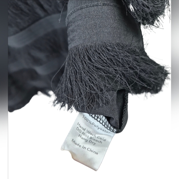 Black Fringe Knee-Length Dress Large | Vintage Charm Retro Cocktail Party Night - Picture 4 of 8